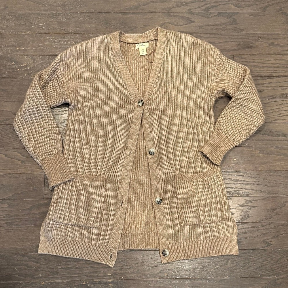 Jessica Simpson Womens Ribbed Knit Button Front V-Neck Cardigan Sweater Size M
